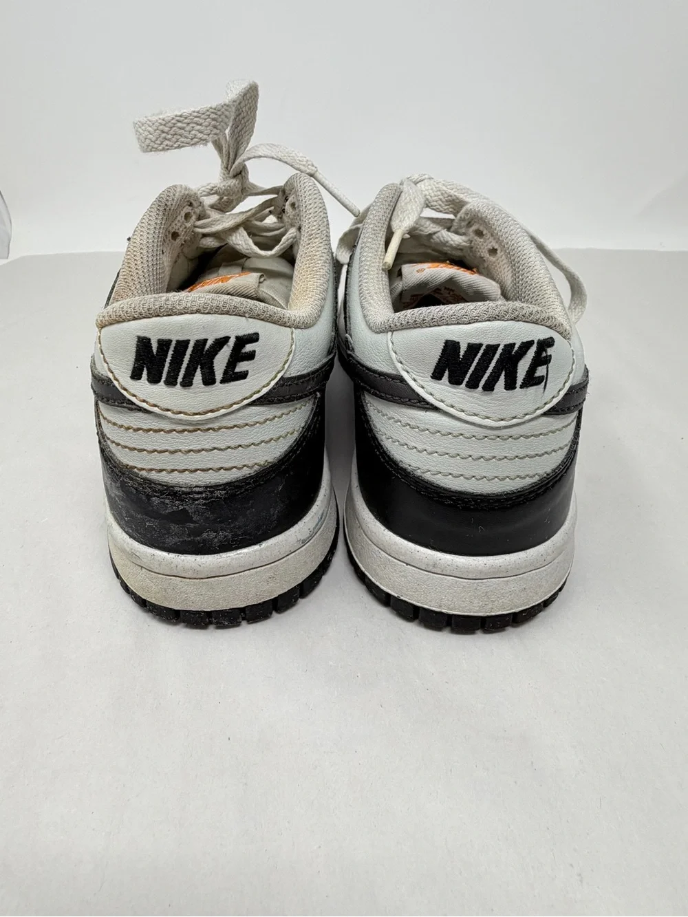 Size 4.5 Y Nike Dunk Low Black White Orange Swoosh Sneakers Y2K Skater